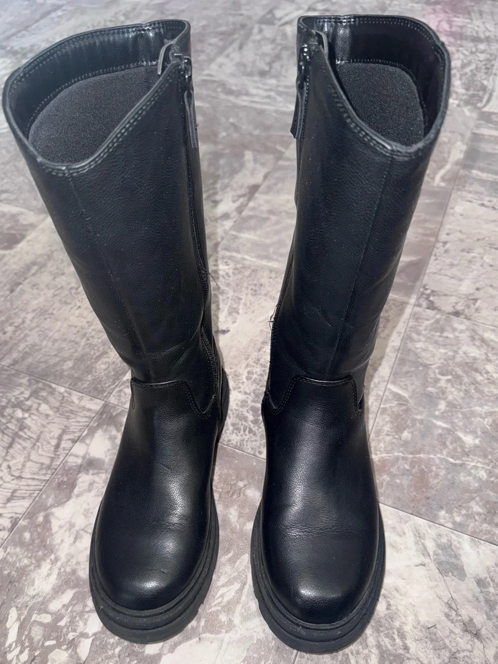 Art Class Girls Black Knee High Riding Boots Size 2 Side Zip